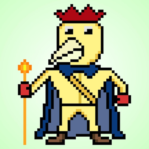 pixel art gallo rey ilustración personaje