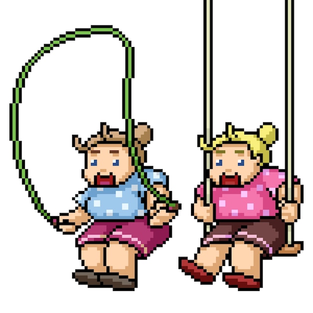 Pixel art girl juega divertido