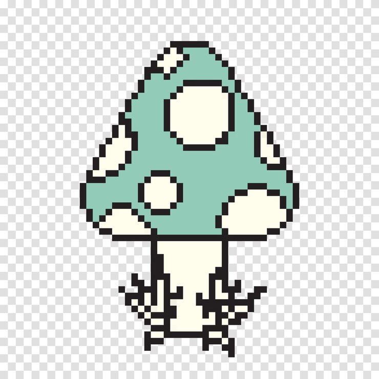 Vector pixel art hongo dibujos animados estilo de juego retro pixel art digital hongo plano web icono vector diseño retro objeto ilustración vectorial
