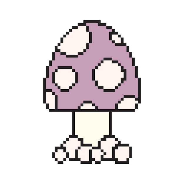 Pixel art hongo dibujos animados estilo de juego retro Pixel art digital hongo plano web icono vector