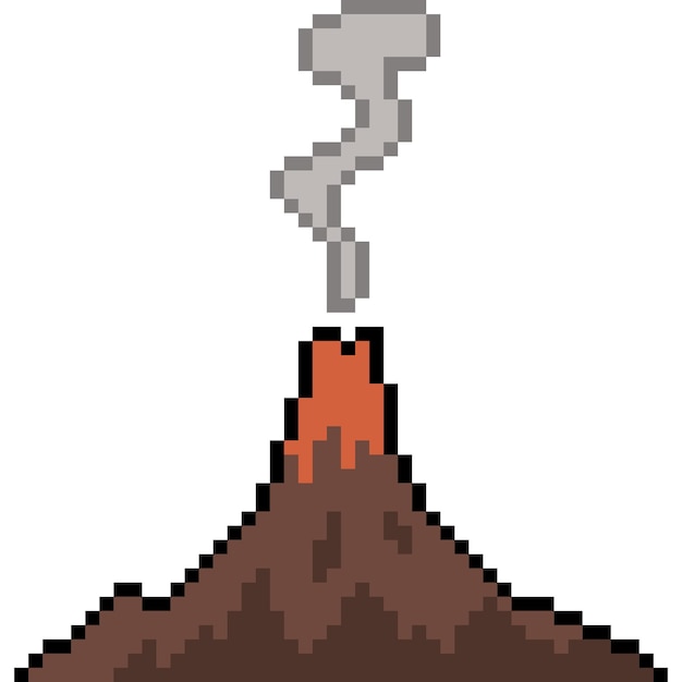 pixel art del humo de la montaña del volcán