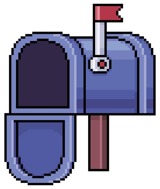 Pixel art icono de vector de buzón tradicional para juego de 8 bits sobre fondo blanco