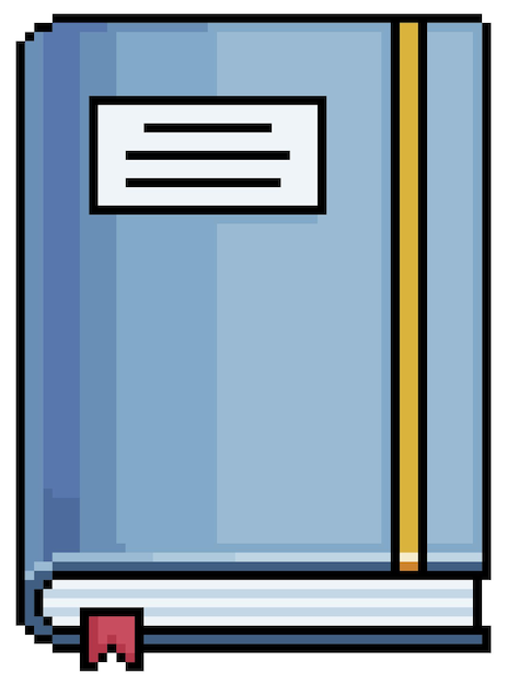 Pixel art icono de vector de libro cerrado para juego de 8 bits sobre fondo blanco