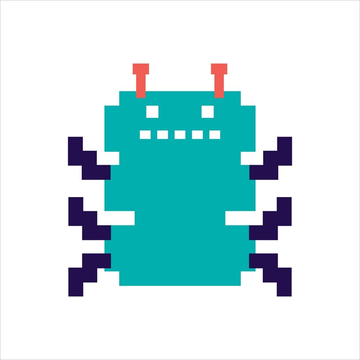 Vector pixel art ilustración obra de arte diseño personaje bit icono símbolo de insecto extraterrestre monstruo videojuego