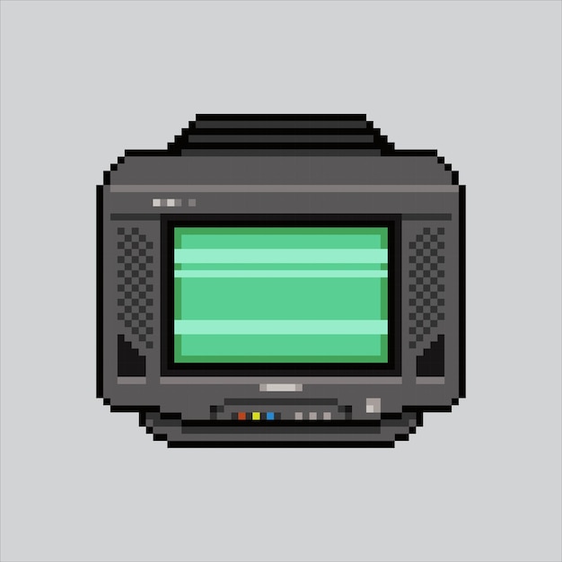 Pixel art ilustración televisión Pixelated tv clásico tv electrónica icono pixelado para el juego