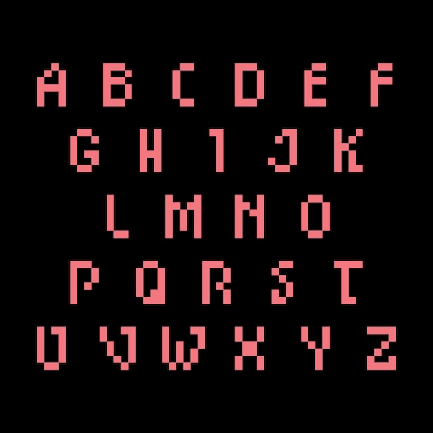 pixel art letra de fuente estética diseño de sprite retro