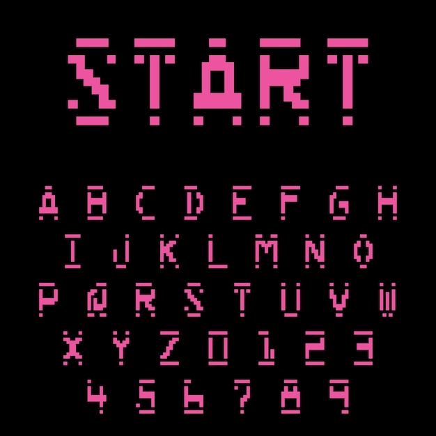 pixel art letra de fuente estética diseño de sprite retro