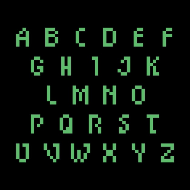 pixel art letra de fuente estética diseño de sprite retro