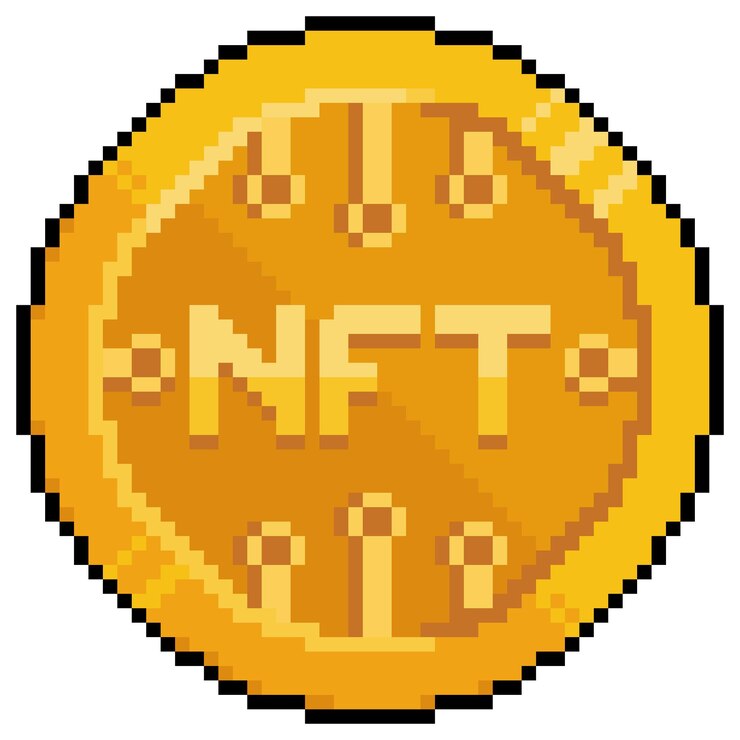 Vector pixel art nft moneda inversión en criptojuegos vector icono para juego de 8 bits sobre fondo blanco