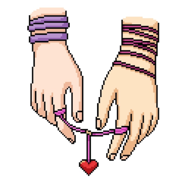 Vector pixel art pareja mano romántica