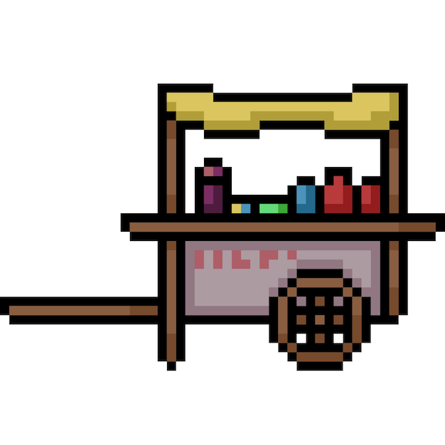 pixel art de un pequeño carrito de comida