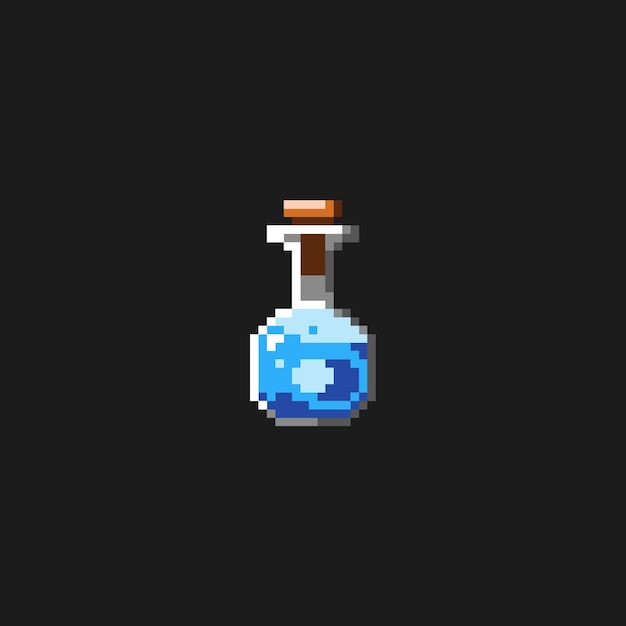 pixel art poción azul para el activo del juego