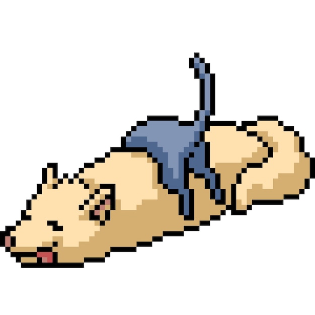 Vector el pixel art del sueño del gato y el perro