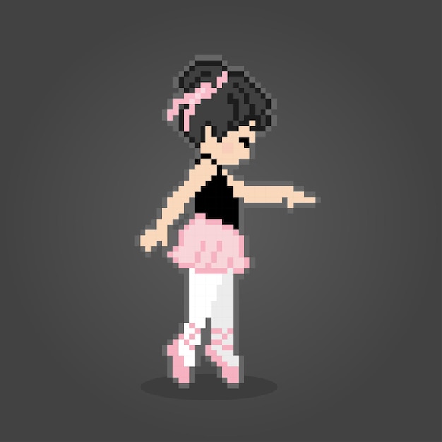 Pixel Ballet Dancer para patrones de punto de cruz en ilustraciones vectoriales