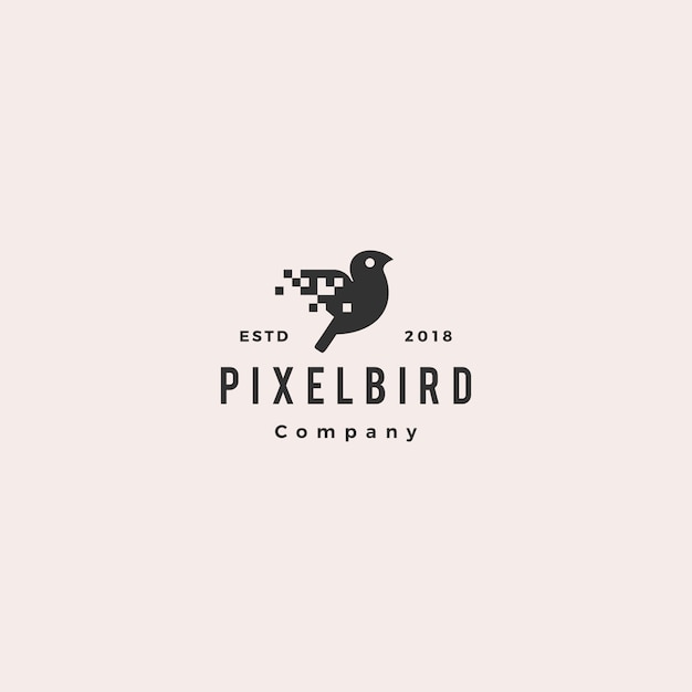 Pixel Bird logo digital hipster