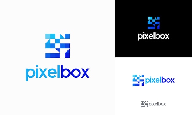 Pixel Box Logo diseños concepto vector Box Documento logo plantillas diseños