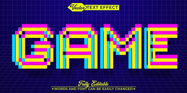 Pixel Colorful Game Vector Modelo de efecto de texto editable
