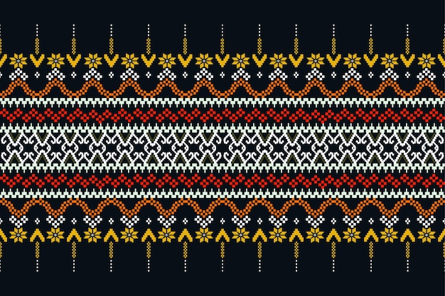 Pixel Cross Stitch Patterns patrón étnico arte abstracto diseño de fondo rojo para papel tapiz de alfombra