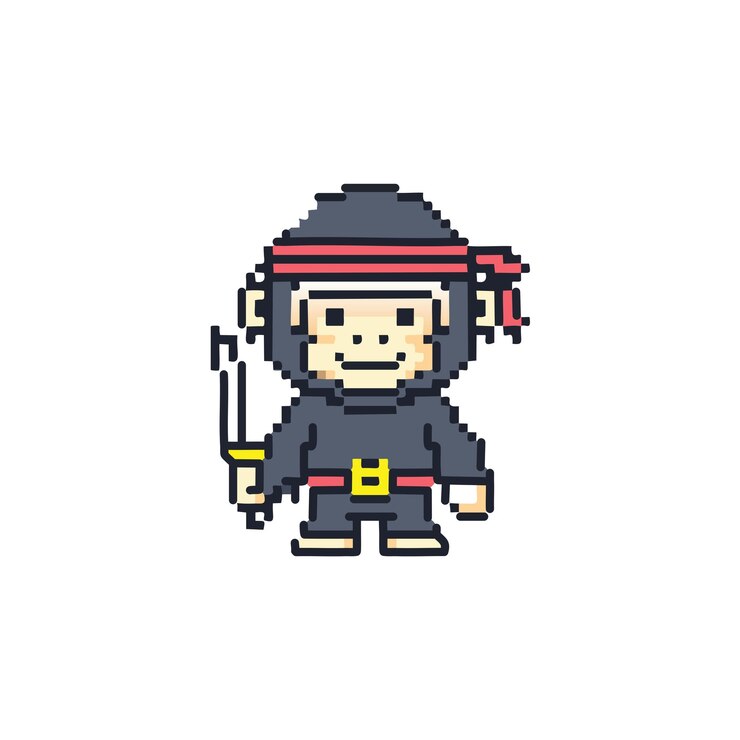 Pixel Cute Character de Gorilla Ninja Tema de las imágenes