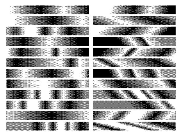Pixel gradient patterns Digital bitmap halftone strips with pixels dotted dithering fading effect texture abstract retro 8 bit gradient dividers and pixelated graphic elements vector set