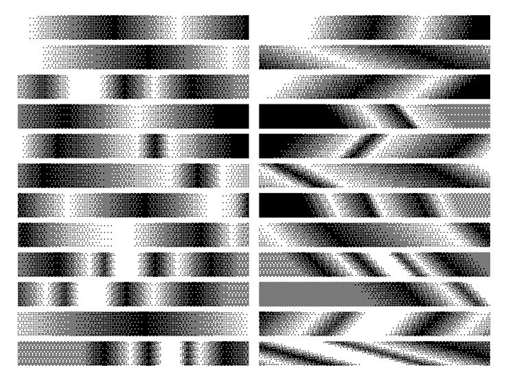 Vector pixel gradient patterns digital bitmap halftone strips with pixels dotted dithering fading effect texture abstract retro 8 bit gradient dividers and pixelated graphic elements vector set