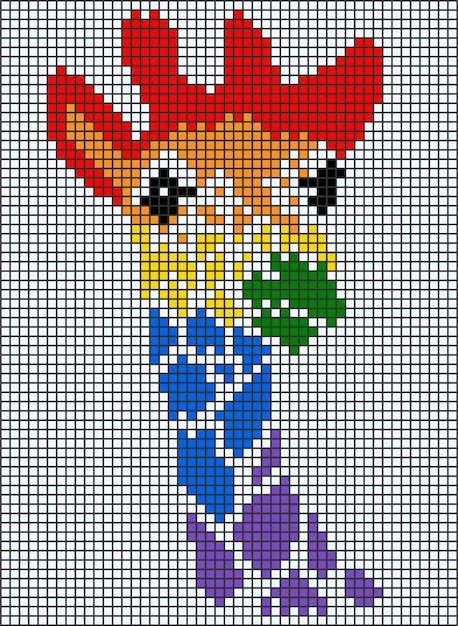 Pixel jirafa para imagen de patrón de punto de cruz Ilustración vectorial de mosaicos