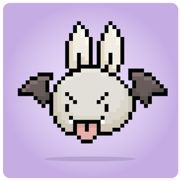 Pixel de murciélago de 8 bits. Animales de píxeles para activos de juegos en ilustración vectorial