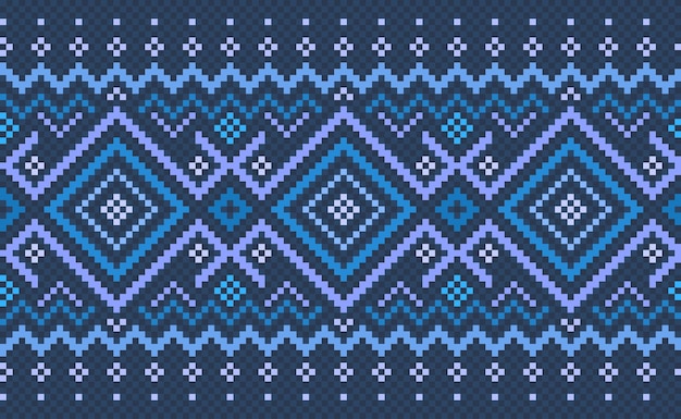 Pixel patrón étnico Vector bordado origen étnico Estilo geométrico diagonal ornamentado