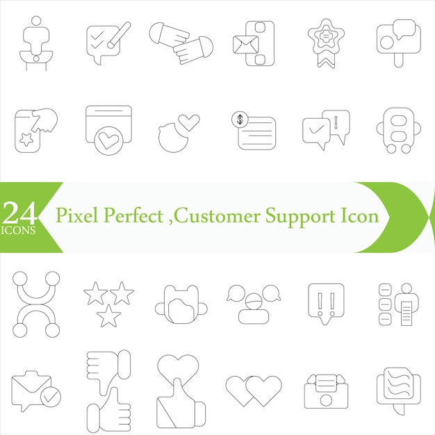 Pixel Perfect Customer Support Icon Set Iconos atractivos y claros para mejorar la asistencia al usuario Interfaces de chat de CRM de los centros de llamadas