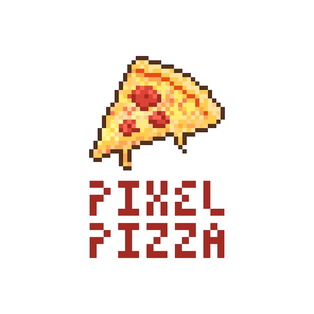 Pixel pizza logo vector illustration