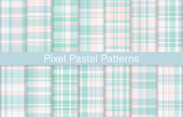 Pixel plaid bundles diseño textil patrón de tela a cuadros para camisa vestido traje de embalaje papel de impresión invitación y tarjeta de regalo