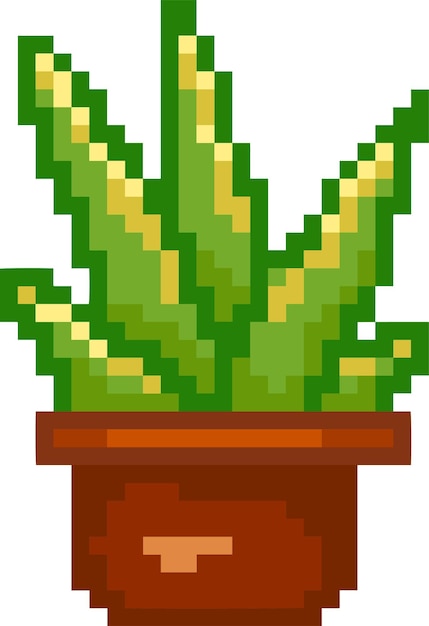 Pixel planta vector ilustración diseño sansevieria maceta icono arte