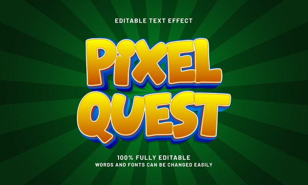 pixel quest efecto de texto editable con un estilo de texto de juego y juego
