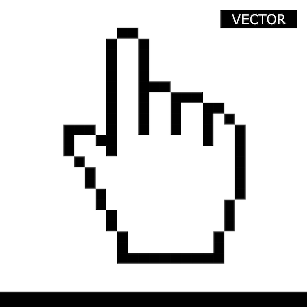 Pixel ratón mano cursor icono vector ilustración