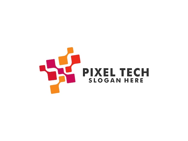 Pixel tecnología logo diseños concepto vector Red Internet logo diseño plantilla