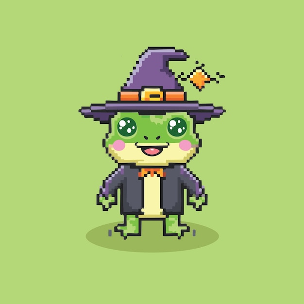 Pixelate 8BIT Animales simpáticos y sencillos que se imaginan con trajes temáticos de Halloween