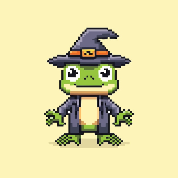 Pixelate 8BIT Animales simpáticos y sencillos que se imaginan con trajes temáticos de Halloween