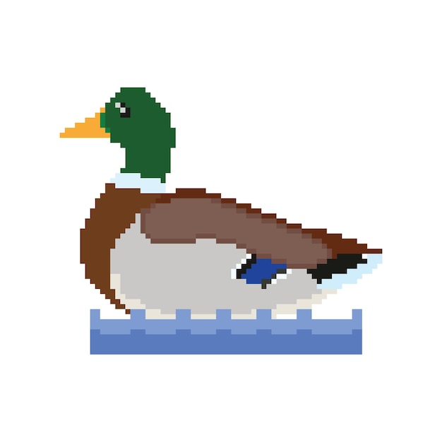 píxeles de 8 bits Vector de pato de arte, diseño de arte de píxeles de pato