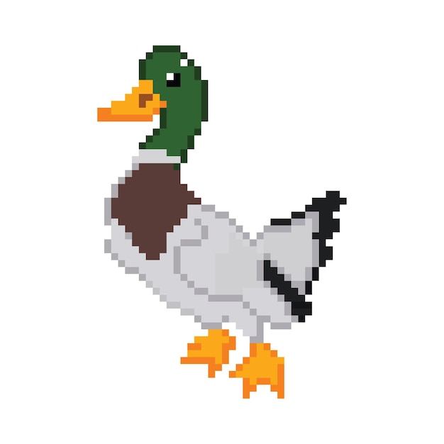 píxeles de 8 bits Vector de pato de arte, diseño de arte de píxeles de pato