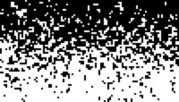 Vector pixeles caídos en fondo blanco mosaico de desvanecimiento abstracto tecnología de datos digitales fondo geométrico vectorial
