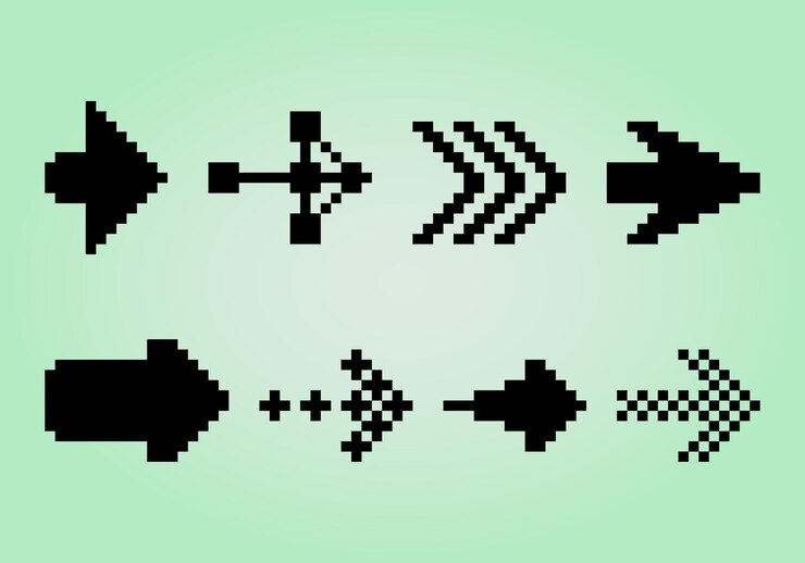 Vector píxeles de colección de flechas ilustración vectorial de activos de juego de 8 bits
