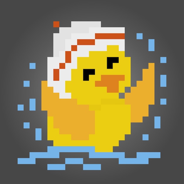 Vector los píxeles de pato de 8 bits están nadando activos de juegos de animales en ilustraciones vectoriales