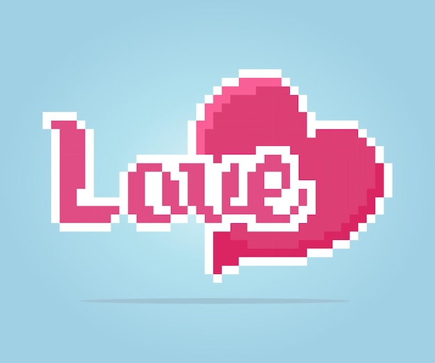 Píxeles de símbolo de corazón de 8 bits Icono de amor en ilustraciones vectoriales