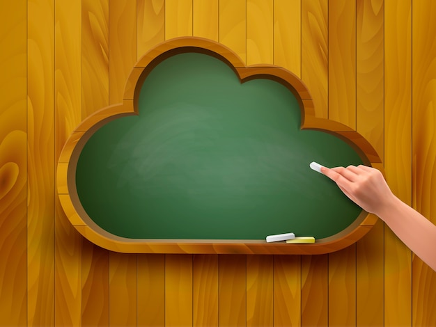 Pizarra en forma de nube. Concepto de e-learning.