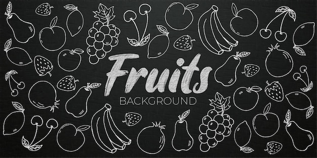 Pizarra Tiza Frutas Vector Resumen Antecedentes