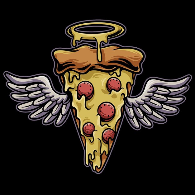 Vector pizza angel wings y halo