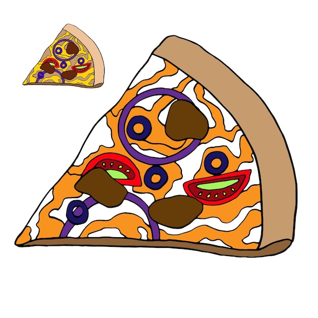 Vector de pizza para aplicaciones de libros para colorear antiestrés y pizzerías