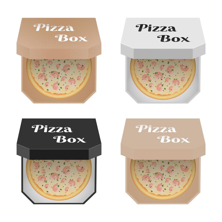Pizza de camarones en una caja