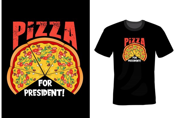 Pizza camiseta diseño tipografía vintage