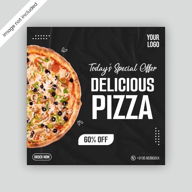 Pizza deliciosa publicación en redes sociales